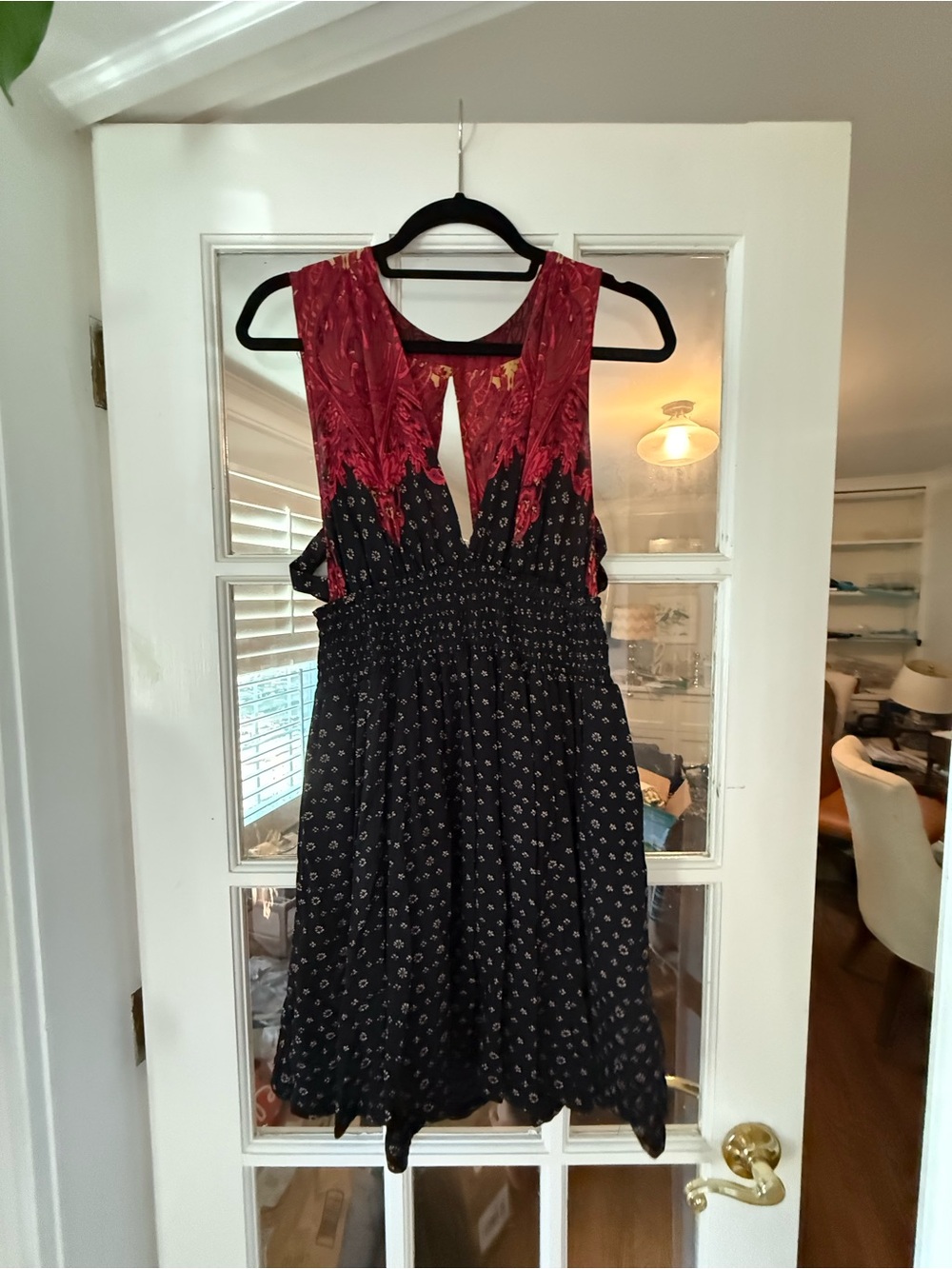 Free People Red and Black Printed Mini Dress